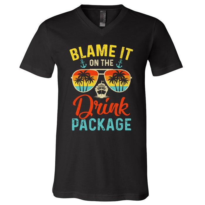 Blame It On The Drink Package Cruise Cruising Matching V-Neck T-Shirt