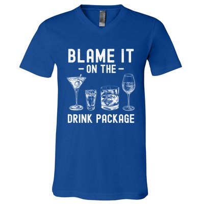 Blame It On The Package Funny Funny Cruise Vacation Gift V-Neck T-Shirt