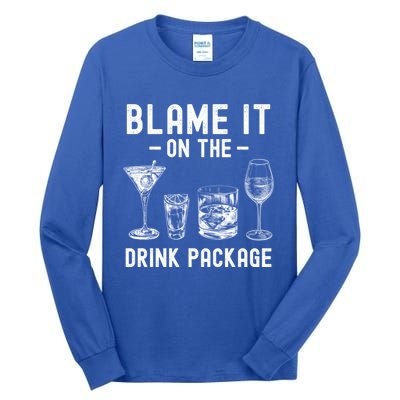 Blame It On The Package Funny Funny Cruise Vacation Gift Tall Long Sleeve T-Shirt