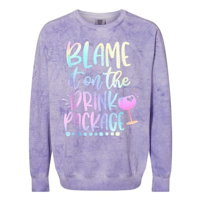 Blame It On The Drink Package Cruise Alcohol Wine Lover Colorblast Crewneck Sweatshirt