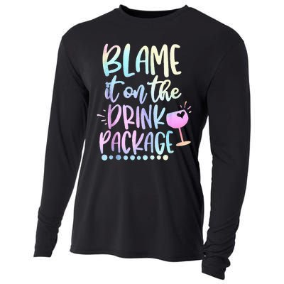 Blame It On The Drink Package Cruise Alcohol Wine Lover Cooling Performance Long Sleeve Crew