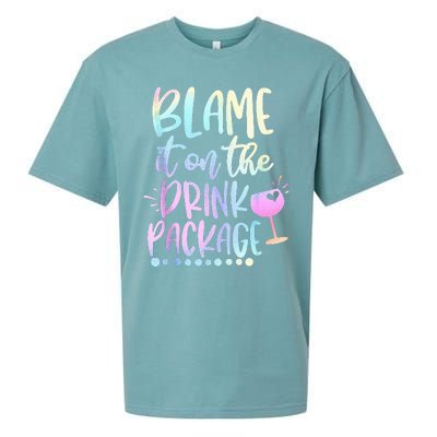 Blame It On The Drink Package Cruise Alcohol Wine Lover Sueded Cloud Jersey T-Shirt