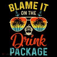 Blame It On The Drink Package Cruise Cruising Matching Stripe Pom Pom Beanie