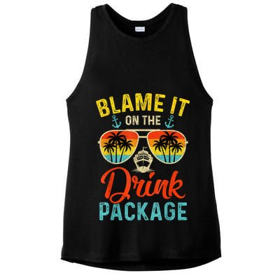 Blame It On The Drink Package Cruise Cruising Matching Ladies PosiCharge Tri-Blend Wicking Tank