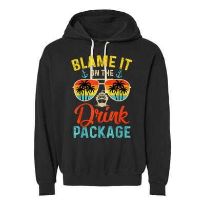 Blame It On The Drink Package Cruise Cruising Matching Garment-Dyed Fleece Hoodie