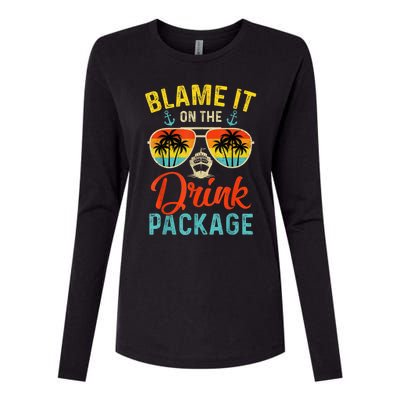 Blame It On The Drink Package Cruise Cruising Matching Womens Cotton Relaxed Long Sleeve T-Shirt