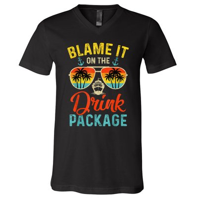 Blame It On The Drink Package Cruise Cruising Matching V-Neck T-Shirt