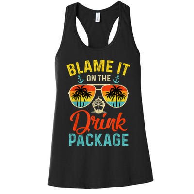 Blame It On The Drink Package Cruise Cruising Matching Women's Racerback Tank