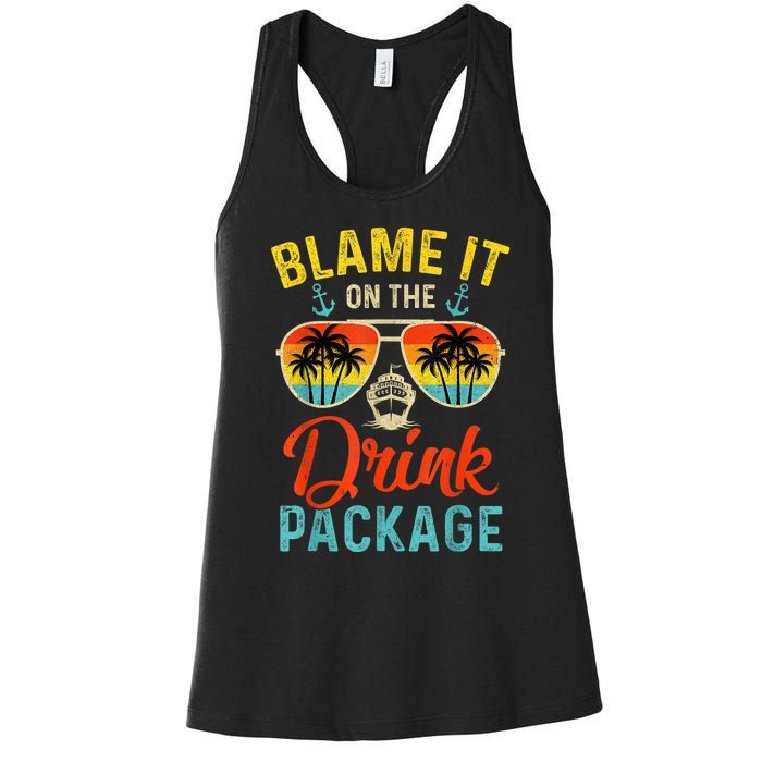 Blame It On The Drink Package Cruise Cruising Matching Women's Racerback Tank