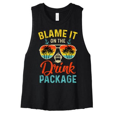 Blame It On The Drink Package Cruise Cruising Matching Women's Racerback Cropped Tank