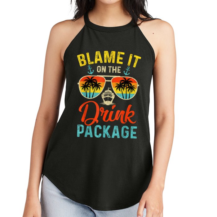 Blame It On The Drink Package Cruise Cruising Matching Women's Perfect Tri Rocker Tank