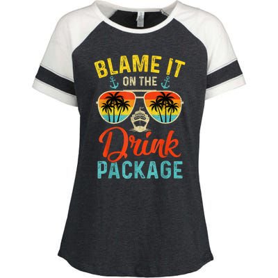 Blame It On The Drink Package Cruise Cruising Matching Enza Ladies Jersey Colorblock Tee