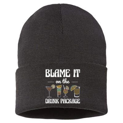 Blame It On The Drink Package Humor Funny Cruise Sustainable Knit Beanie