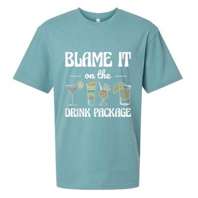 Blame It On The Drink Package Humor Funny Cruise Sueded Cloud Jersey T-Shirt