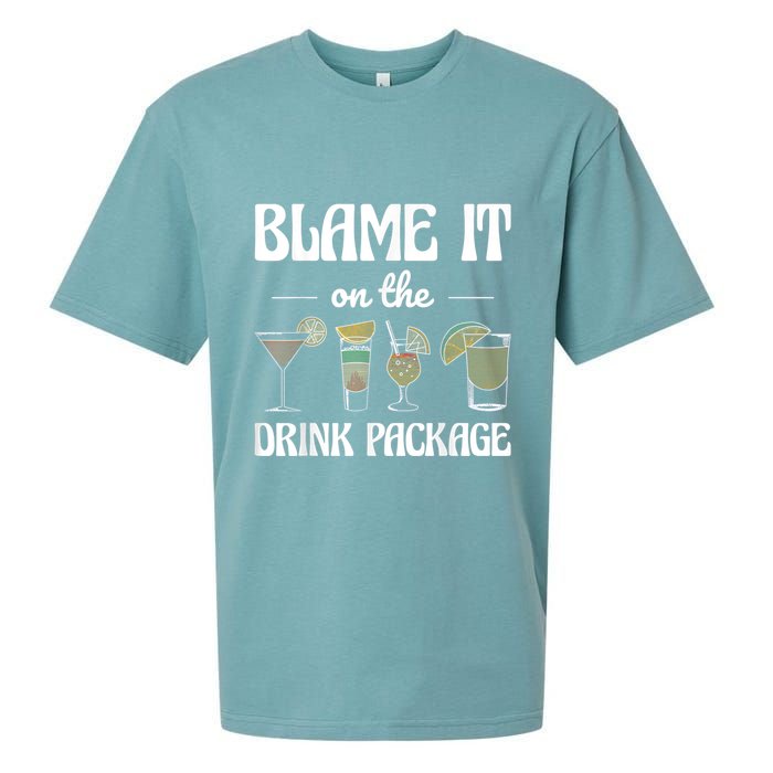 Blame It On The Drink Package Humor Funny Cruise Sueded Cloud Jersey T-Shirt