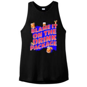 Blame It On The Drink Package Funny Cruise Ship Passenger Ladies PosiCharge Tri-Blend Wicking Tank