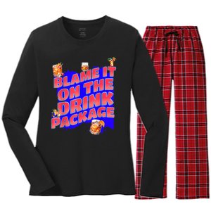 Blame It On The Drink Package Funny Cruise Ship Passenger Women's Long Sleeve Flannel Pajama Set 