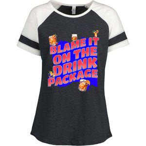 Blame It On The Drink Package Funny Cruise Ship Passenger Enza Ladies Jersey Colorblock Tee