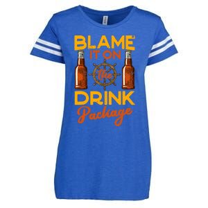 Blame It On The Drink Package Funny Cruise Enza Ladies Jersey Football T-Shirt