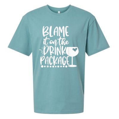 Blame It On The Drink Package Cruise Alcohol Wine Lover Sueded Cloud Jersey T-Shirt