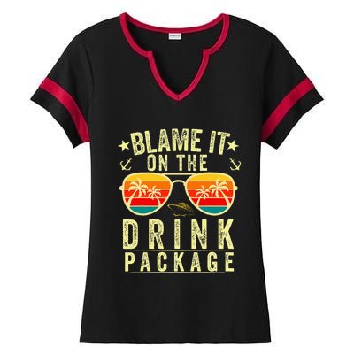 Blame It On The Cruise Package Cruise Cruising Matching Ladies Halftime Notch Neck Tee