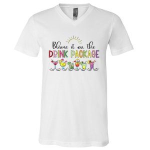 Blame It On the Drink Package Funny Cruise Cruising Cruiser V-Neck T-Shirt