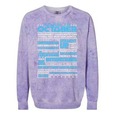 Born In October Libra Horoscope Birthday Funny Gift Colorblast Crewneck Sweatshirt