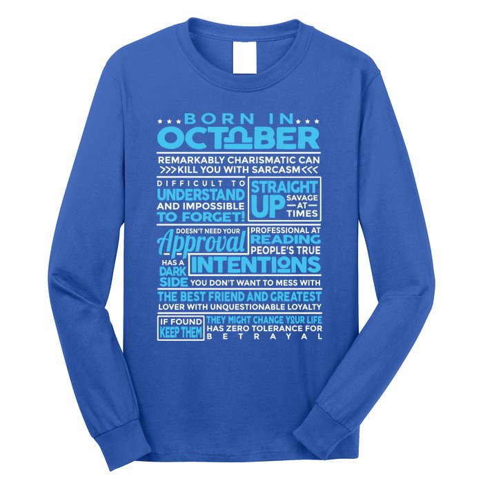 Born In October Libra Horoscope Birthday Funny Gift Long Sleeve Shirt