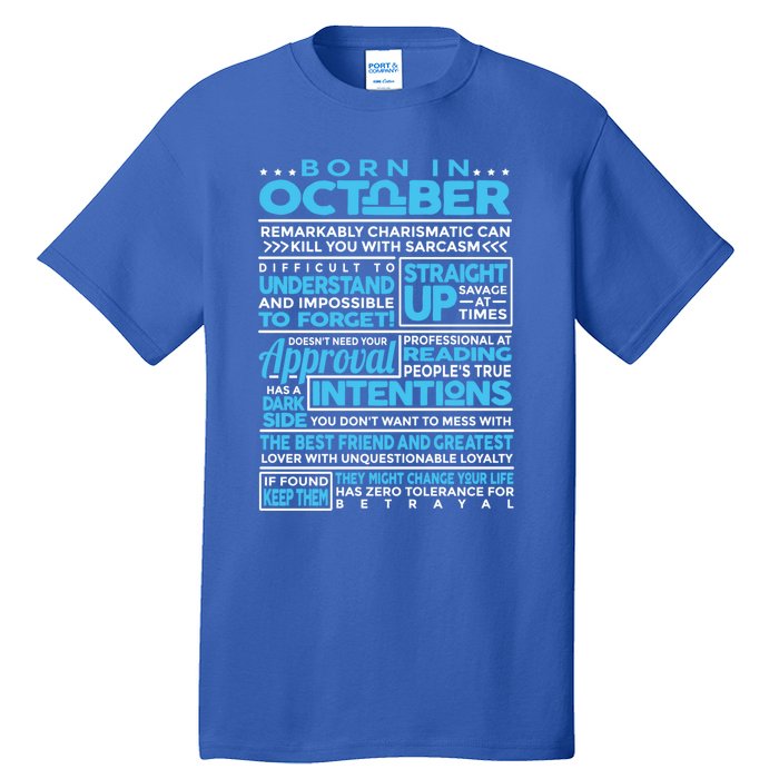 Born In October Libra Horoscope Birthday Funny Gift Tall T-Shirt