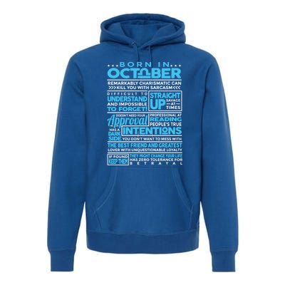 Born In October Libra Horoscope Birthday Funny Gift Premium Hoodie