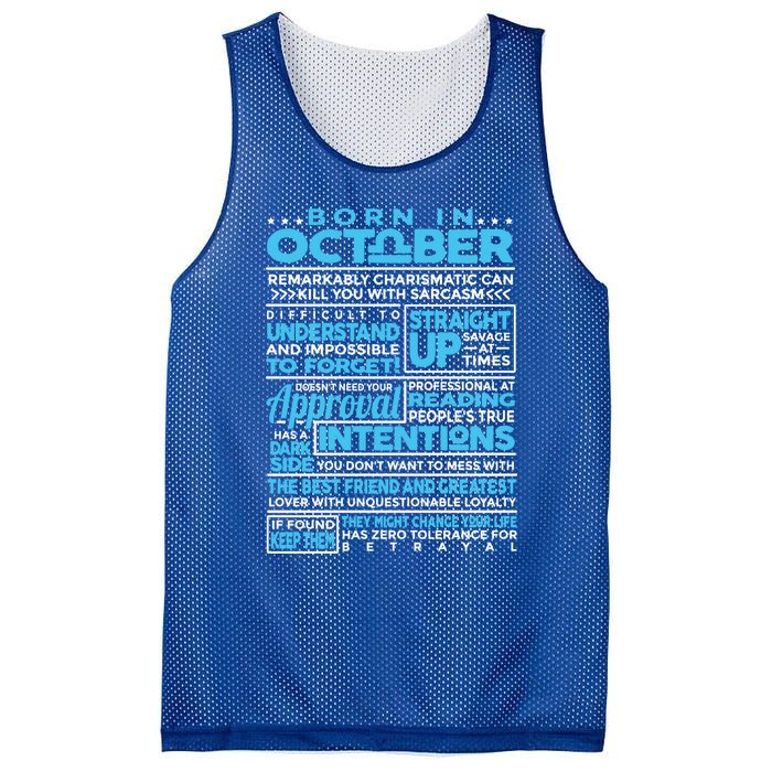 Born In October Libra Horoscope Birthday Funny Gift Mesh Reversible Basketball Jersey Tank