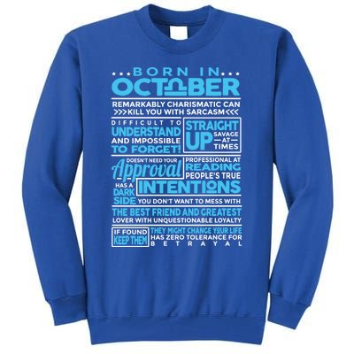 Born In October Libra Horoscope Birthday Funny Gift Tall Sweatshirt