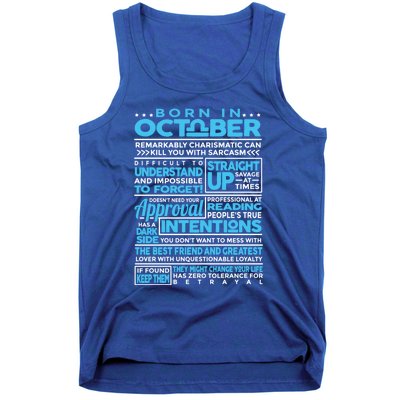 Born In October Libra Horoscope Birthday Funny Gift Tank Top