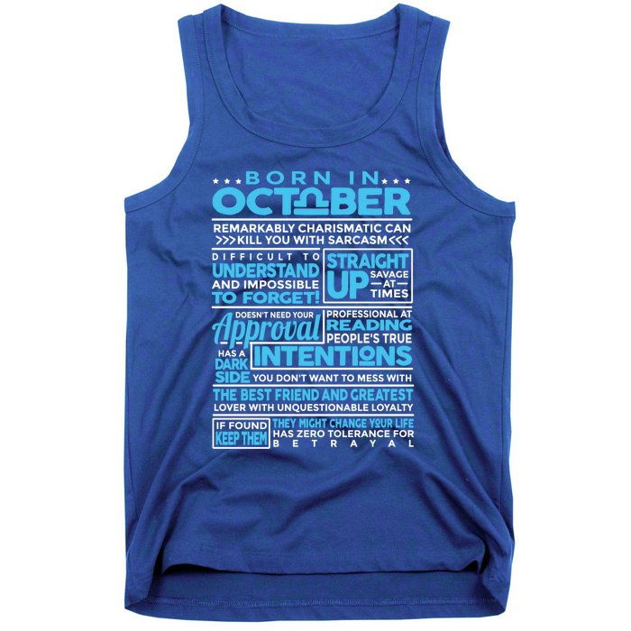 Born In October Libra Horoscope Birthday Funny Gift Tank Top