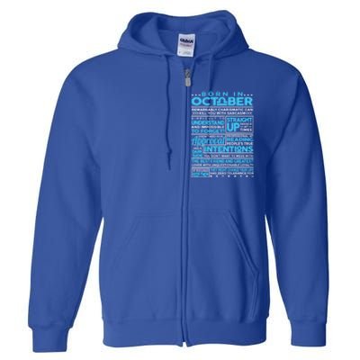 Born In October Libra Horoscope Birthday Funny Gift Full Zip Hoodie