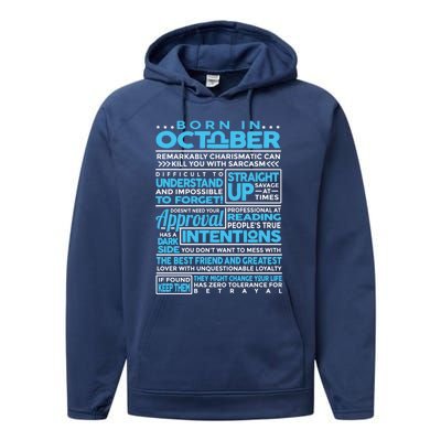 Born In October Libra Horoscope Birthday Funny Gift Performance Fleece Hoodie