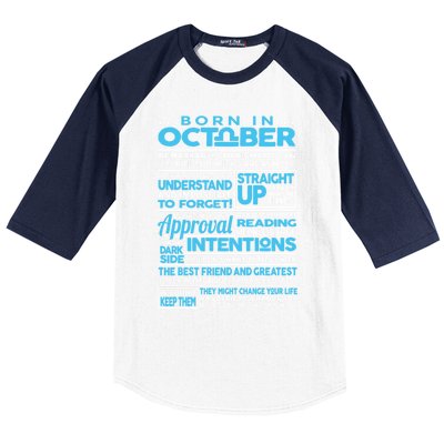 Born In October Libra Horoscope Birthday Funny Gift Baseball Sleeve Shirt