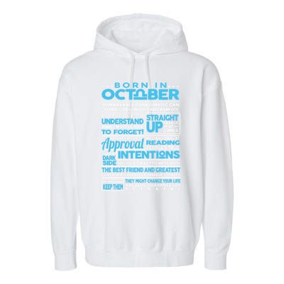 Born In October Libra Horoscope Birthday Funny Gift Garment-Dyed Fleece Hoodie