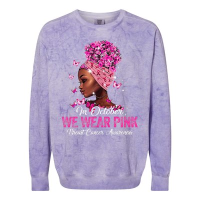 black  in october we wear pink breast cancer awareness Colorblast Crewneck Sweatshirt