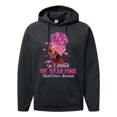 black  in october we wear pink breast cancer awareness Performance Fleece Hoodie