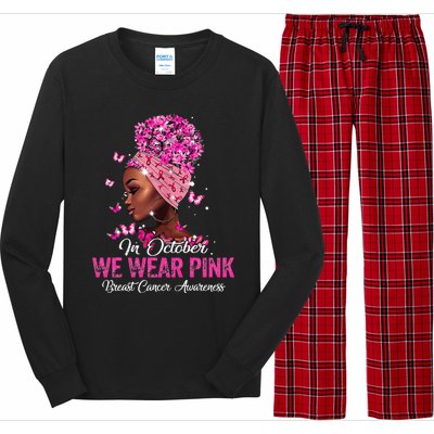 black  in october we wear pink breast cancer awareness Long Sleeve Pajama Set