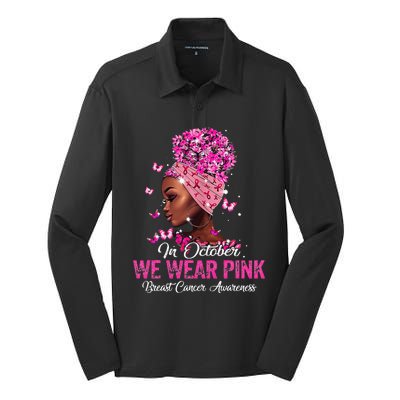 black  in october we wear pink breast cancer awareness Silk Touch Performance Long Sleeve Polo