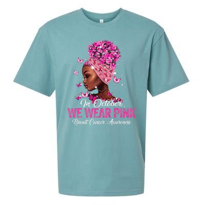 black  in october we wear pink breast cancer awareness Sueded Cloud Jersey T-Shirt