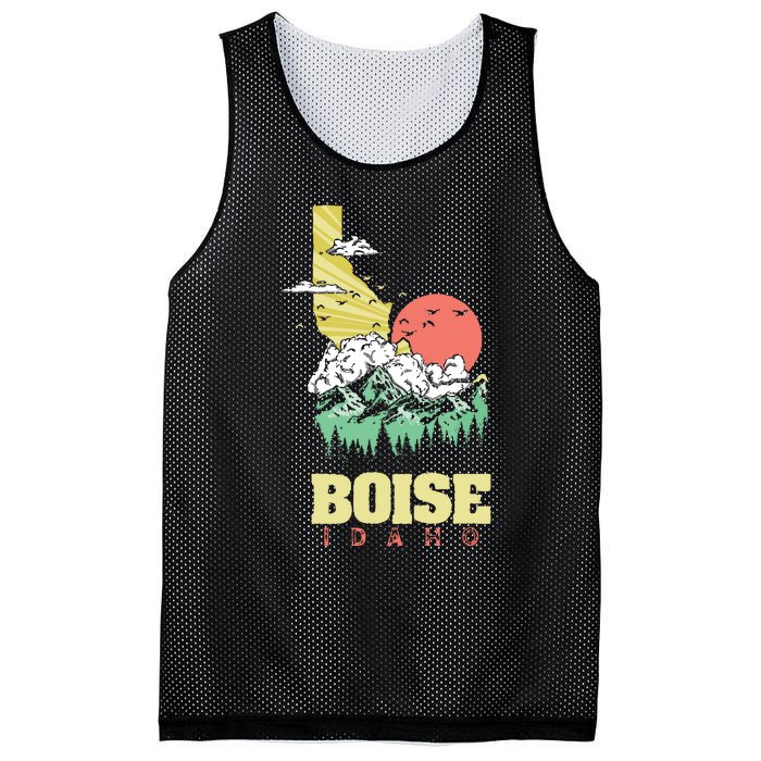 Boise Idaho Outdoors Nature Mountains Vintage State Pride Mesh Reversible Basketball Jersey Tank