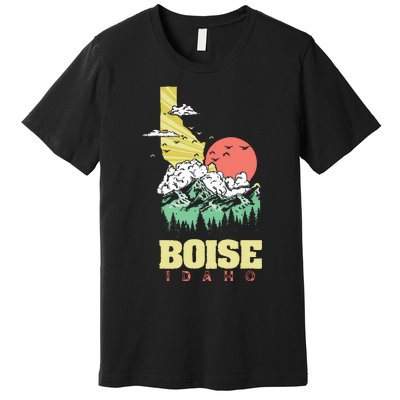 Boise Idaho Outdoors Nature Mountains Vintage State Pride Premium T-Shirt