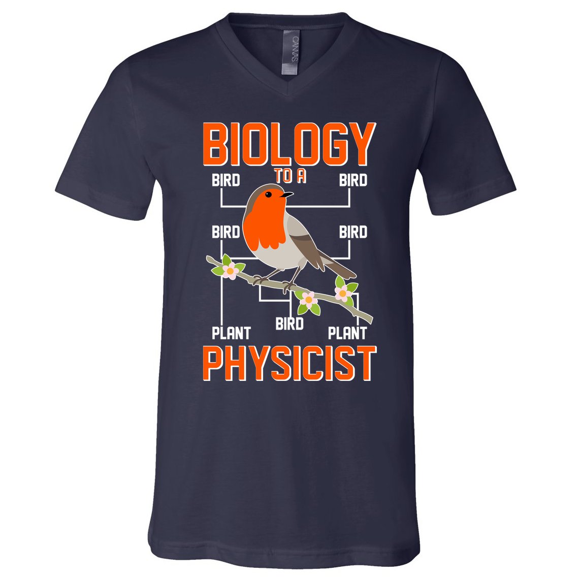 Biology To A Physicist Bird Biagram  V-Neck T-Shirt