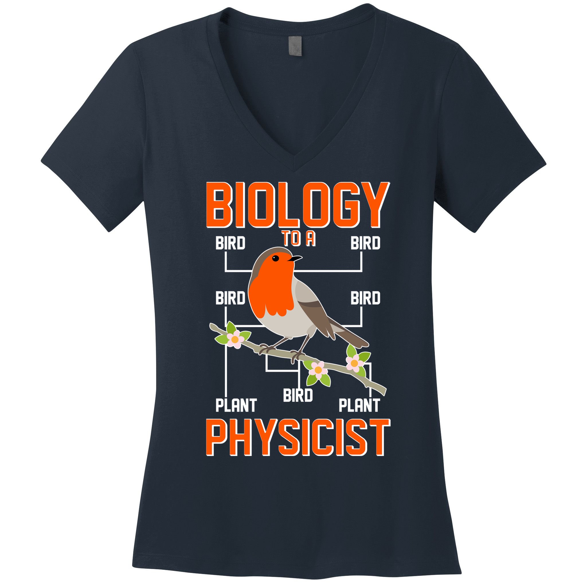 Biology To A Physicist Bird Biagram  Women's V-Neck T-Shirt