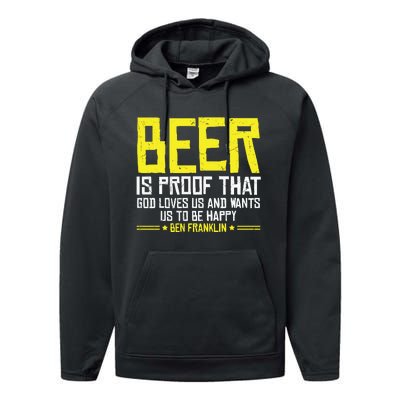 Beer Is Proof That God Drinking Team Beer Gift Performance Fleece Hoodie