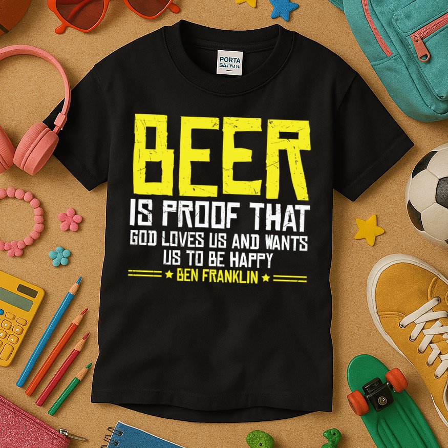 Beer Is Proof That God Drinking Team Beer Gift Kids T-Shirt