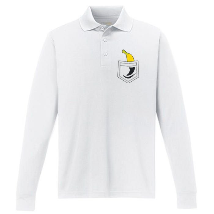 Banana In Pocket Banana Lover Performance Long Sleeve Polo